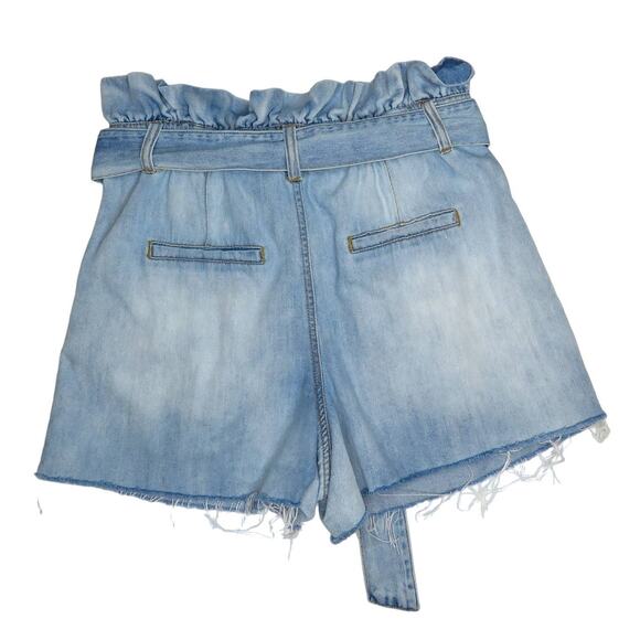 Blank NYC Caribbean Blue Shorts Front Tie Paperbag Jean Shorts Cut Off 30" - Picture 7 of 9